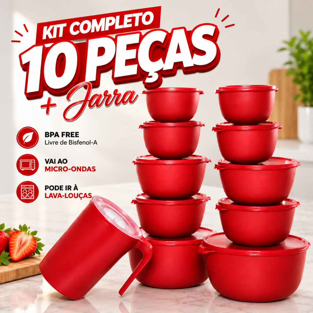 Kit Potes  10 Bowl + Jarra Cozinha Saladeira Pote Marmitas