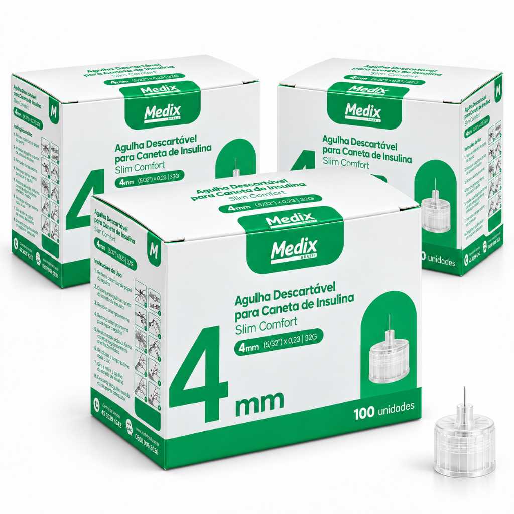 Agulhas Para Caneta de Insulina Medix 4mm 32g