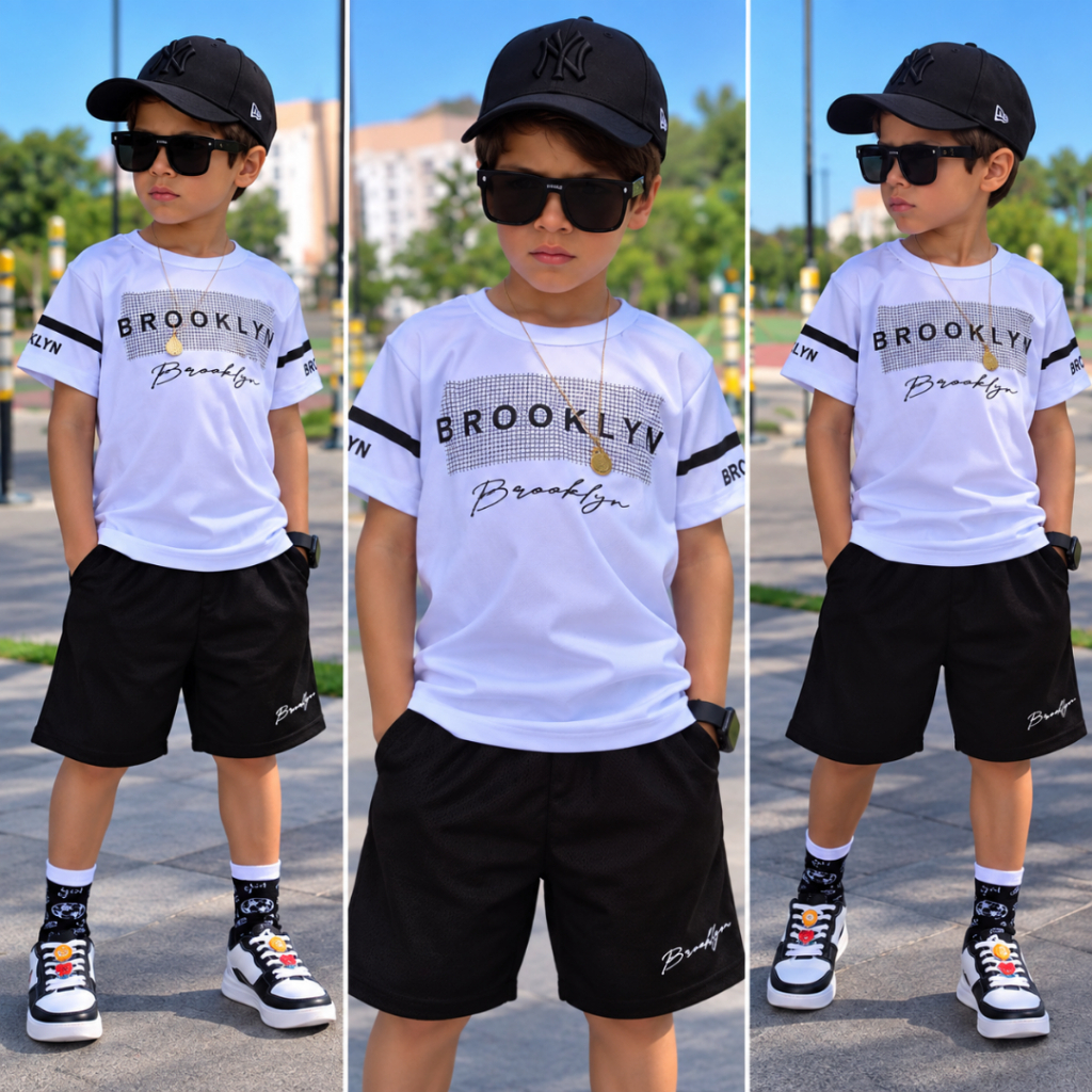 Conjunto Infantil Masculino Dry Fit Premium Camiseta + Bermuda Fresquinho do 4 ao 14