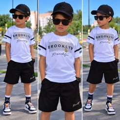 Conjunto Infantil Masculino Dry Fit Premium Camiseta + Bermuda Fresquinho do 4 ao 14
