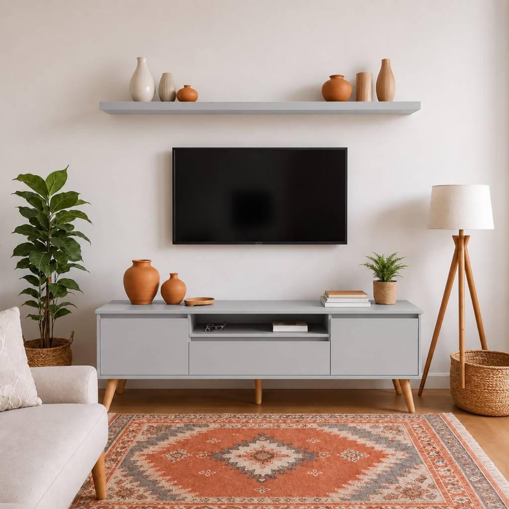 Prateleira Flutuante Cinza 120x20 cm MDF 15 mm Suporte Invisível — imagem 2 de 2