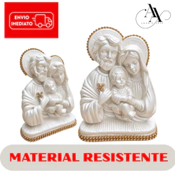 Busto Sagrada Familia 12cm Detalhes em Strass Branco perolado Lembrancinha Casamento Caixa de Padrinhos.