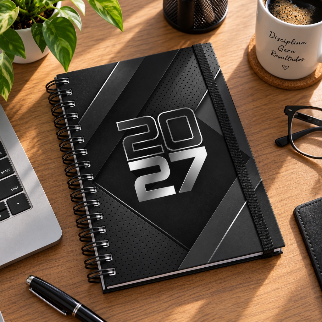 Agenda 2027 Capa Dura Organização Pessoal Comercial Empresarial Com Horário Fechamento Documentos