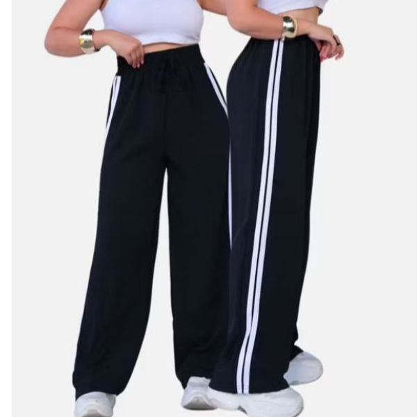 Calça Pantalona Track Pants Wid Leg Listra Lateral