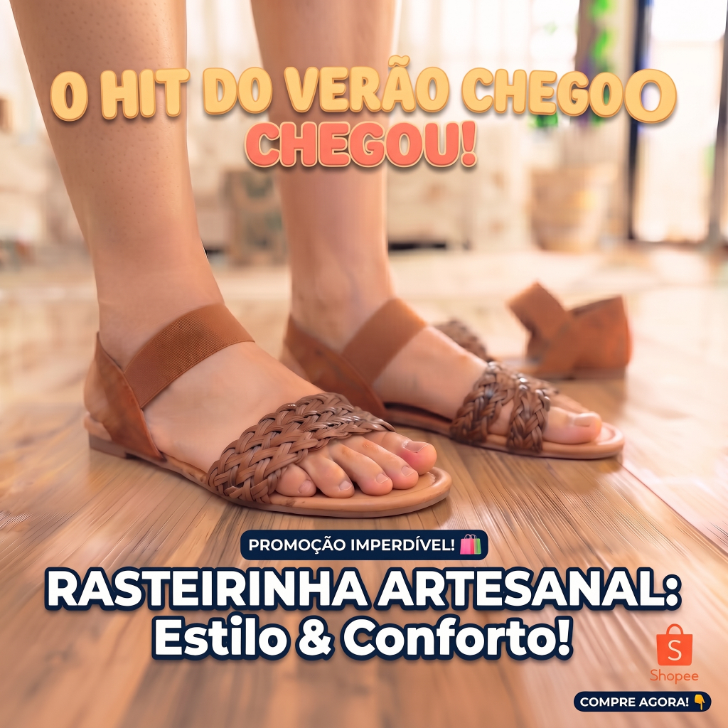 Sandália Rasteirinha Feminina Ortopedica Trança Artesanal Elástico Confortável Lançamento Verão Tendência