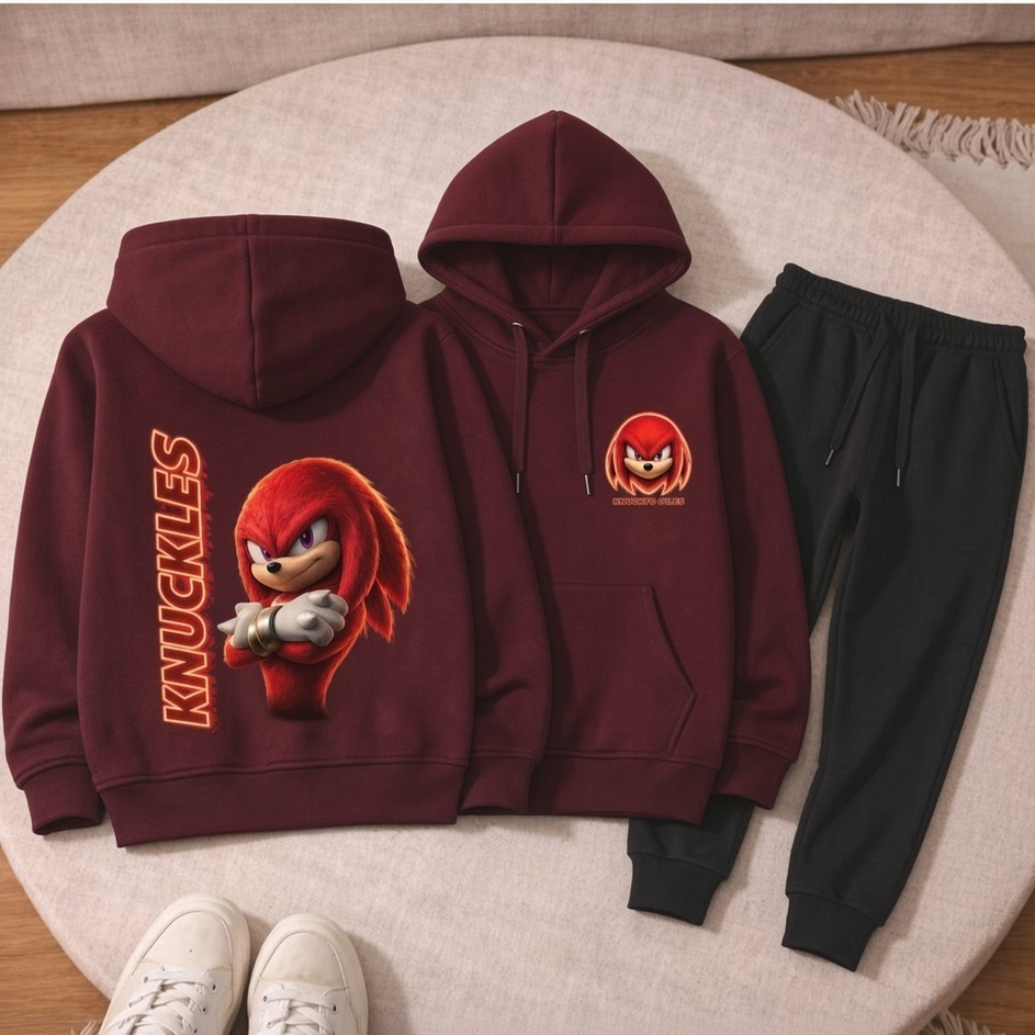 Conjunto Moletom Calça e Canguru Infantil Sonic shadown Com Capuz Estampado Alta Qualidade criança casaco