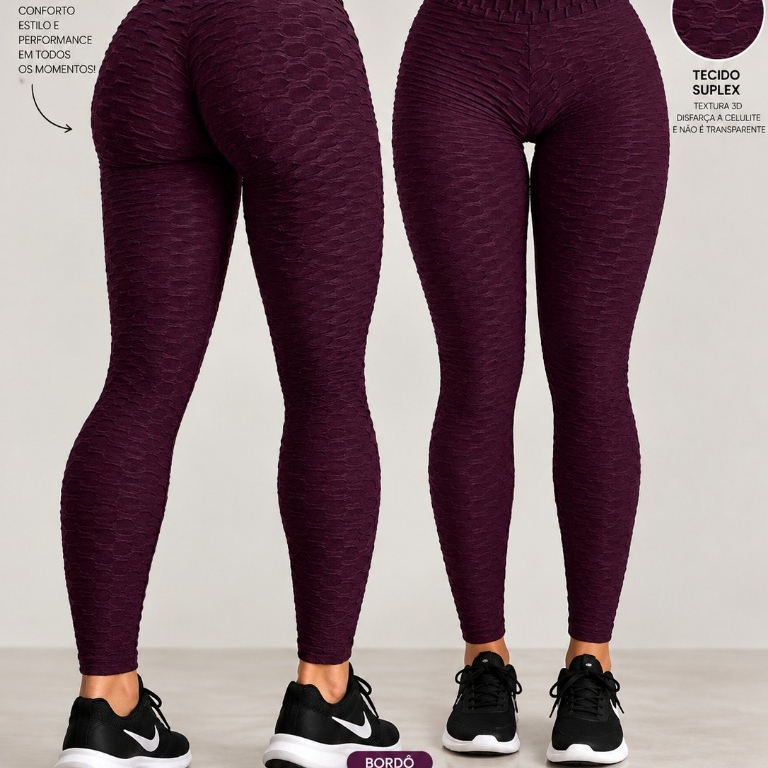 Legging Bolha 3D Cós Alto Empina Bumbum Fitness Academia legue suplex textura Flocada Leg Cintura alta modeladora