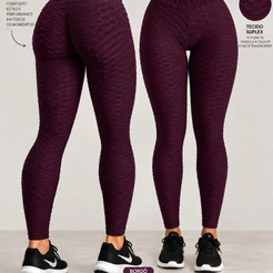 Legging Bolha 3D Cós Alto Empina Bumbum Fitness Academia legue suplex textura Flocada Leg Cintura alta modeladora