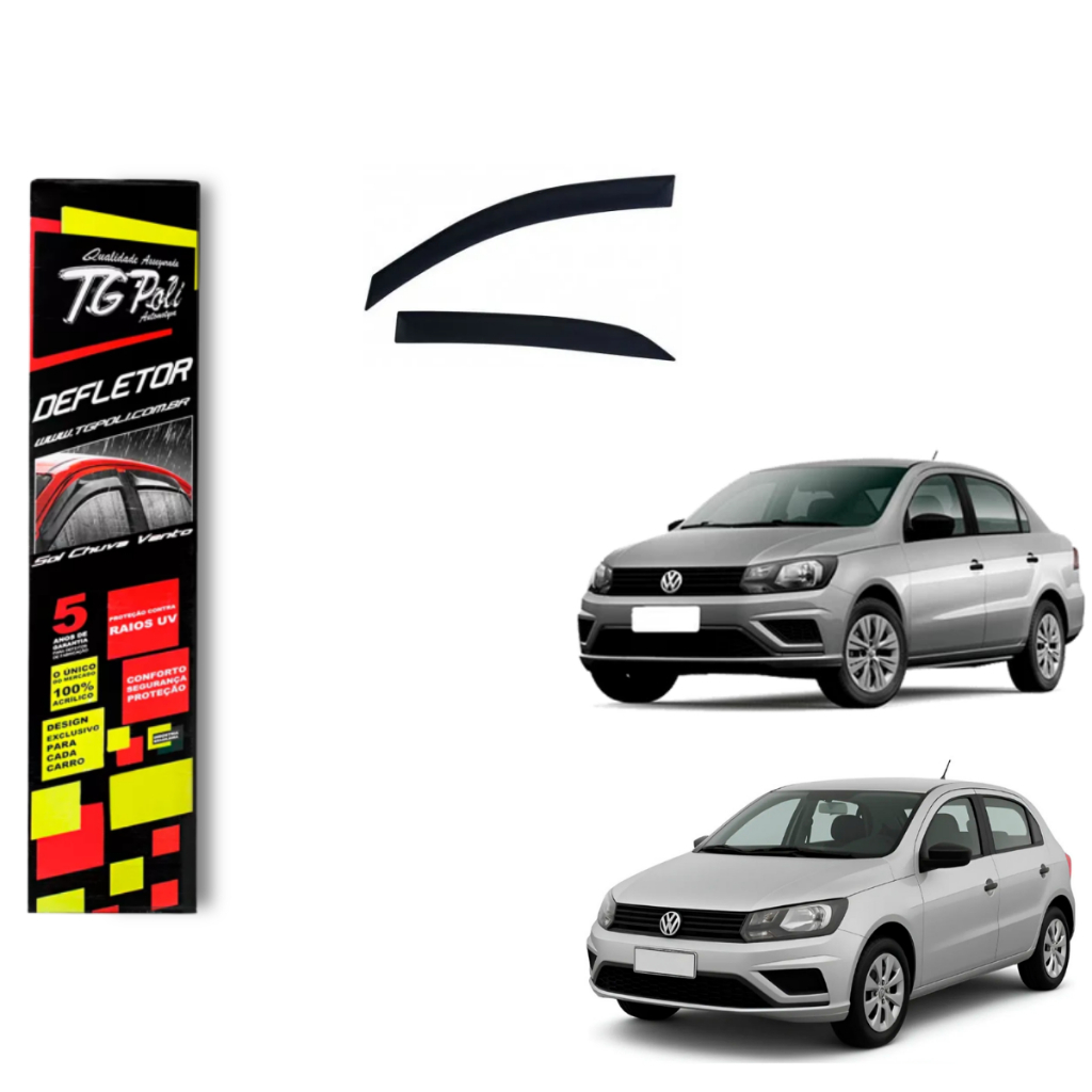 Calha de Chuva Volkswagen Voyage G8 2018 a 2023 4 Portas TG Poli Defletor Portas Protetor Janelas