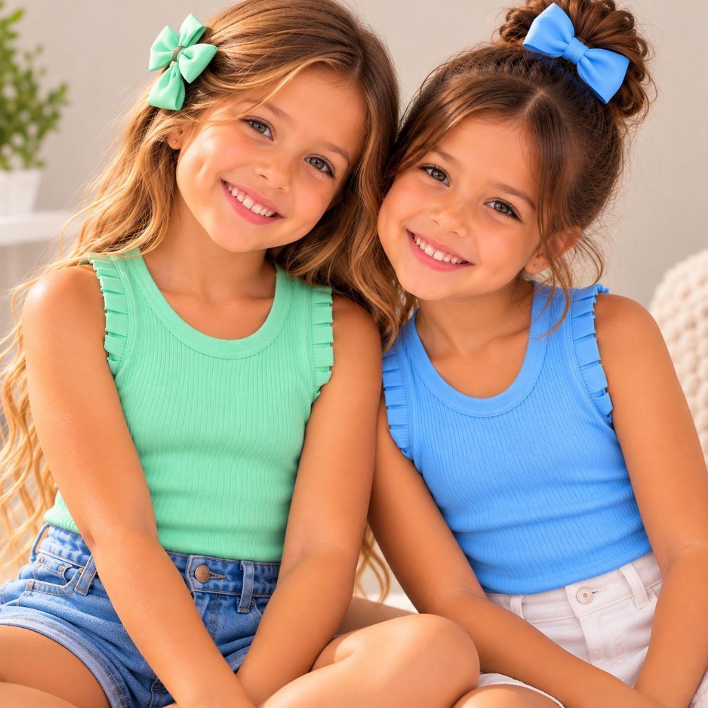 Kit 2 Blusinhas Infantis Femininas Caneladas  P M G Cores Sortidas  Básicas, Estilosas e Delicadas