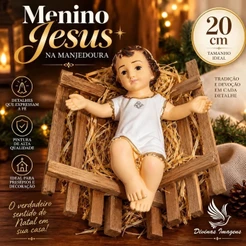 Menino Jesus 20 Pintado na Manjedoura Nascimento de Jesus para Natal Sagrada Família e Presépio