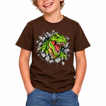 Camiseta Infantil Menino Dinossauro T-Rex Estampa Divertida Qualidade Premium