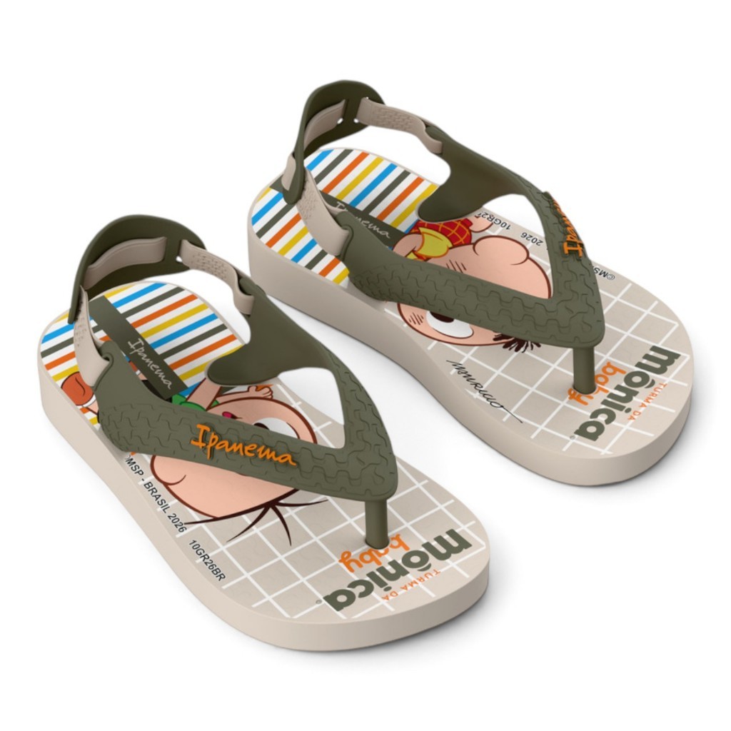 Chinelo Ipanema Baby Turma Da Mônica Fun Bidu Cebolinha Cascão Mônica Magali Elástico Antiderrapante Menino Menina