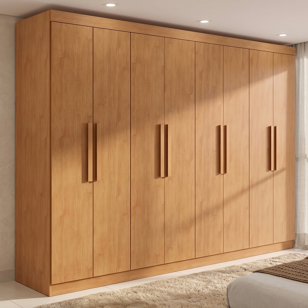 Guarda-roupa Casal Easy Slim 8 Portas Amendoa Clean