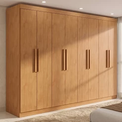 Guarda-roupa Casal Easy Slim 8 Portas Amendoa Clean