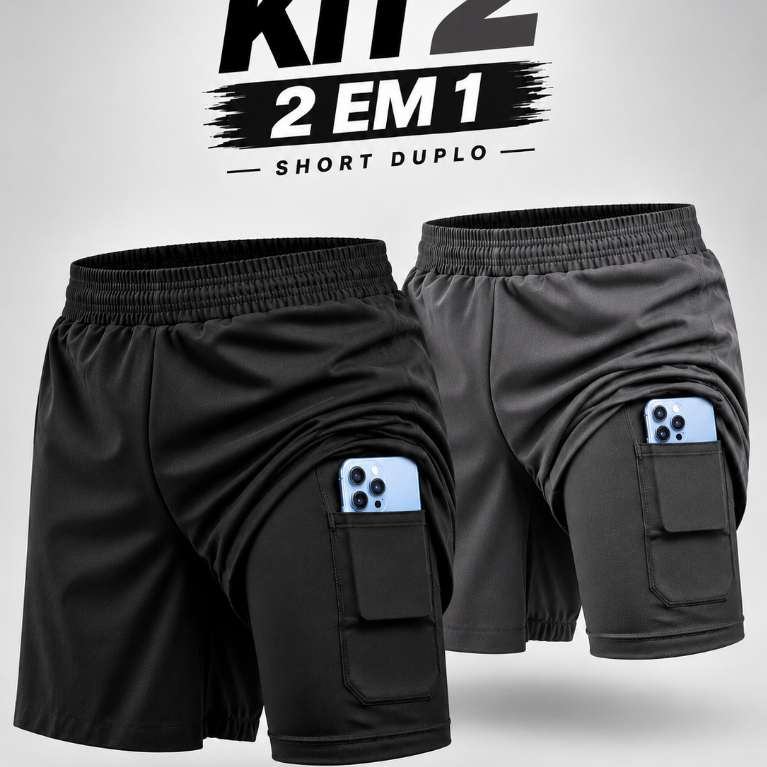 Kit 2 Short Academia Masculino Bermuda DryFit Masculino Bermuda Tactel Masculino com Elastano