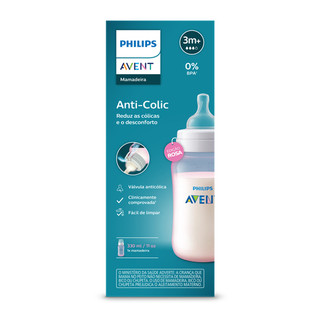 Mamadeira Anti-Colic - 330ml (3m+) cor Rosa  - Philips Avent/ SCY121/11