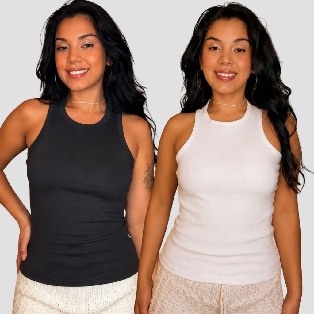 Kit 2 Regata Canelada Algodão Elastano Feminina Promoção conforto look basica ajusta no corpo