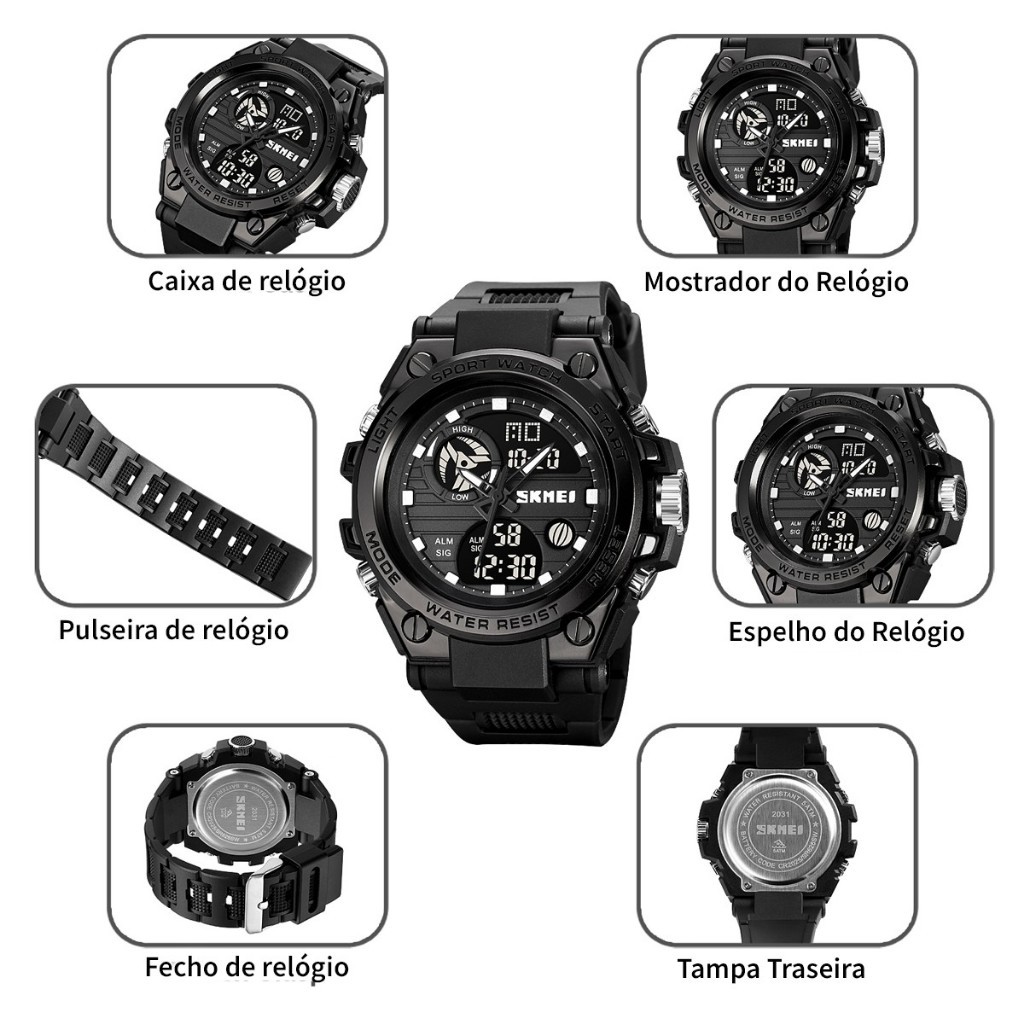 SKMEI 2031 Esporte MilitarLED De Duplo display digital De Quartzo À Prova D'água Relógio HomemD'água — imagem 2 de 2