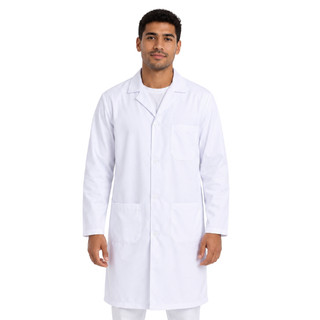 Jaleco Masculino branco de Oxford Masculino Manga Longa com 3 Bolsos Branco Tecido 175 gramas