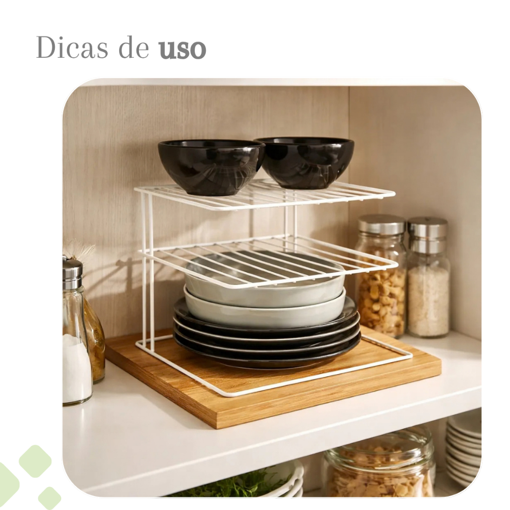 Kit 7 Organizador de Armário Cozinha Aço Suporte de louça Branco — imagem 2 de 2