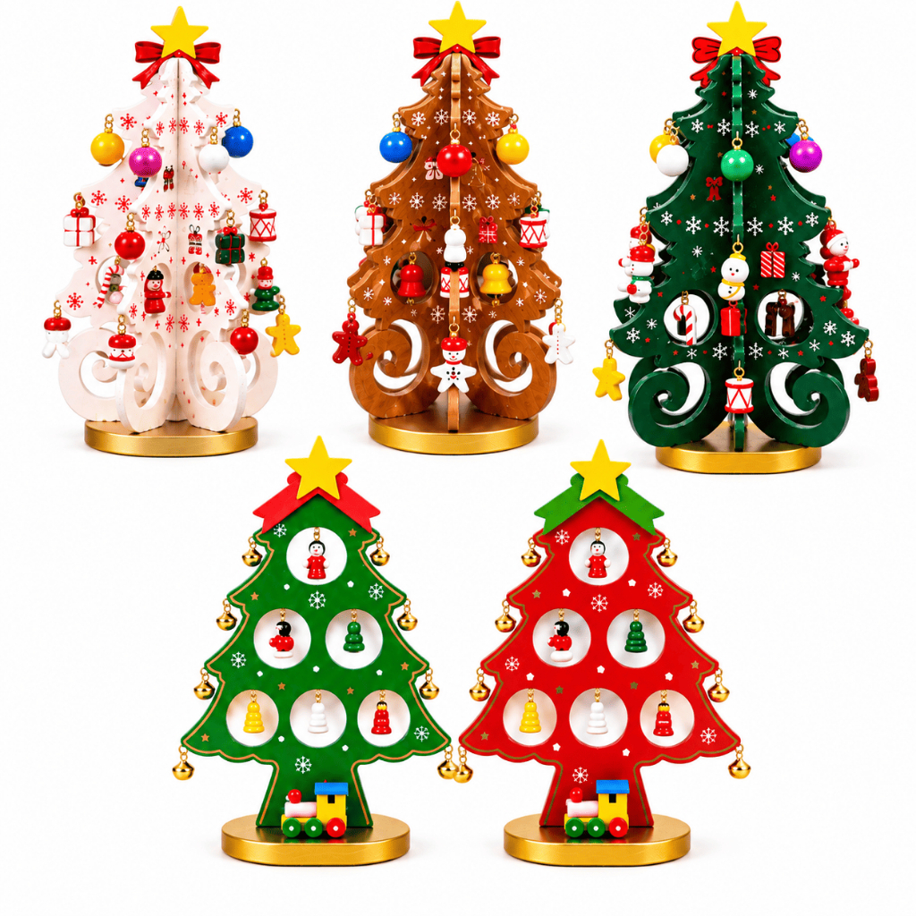 Árvore De Natal 3D Mini Em Madeira Enfeite Natalino Mesa Decoração Natalina Festas