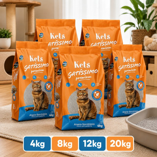 Kit Areia Biodegradável Atacado 20kg l 8kg 4kg Sanitária Premium Kets Gatissimo para Gatos