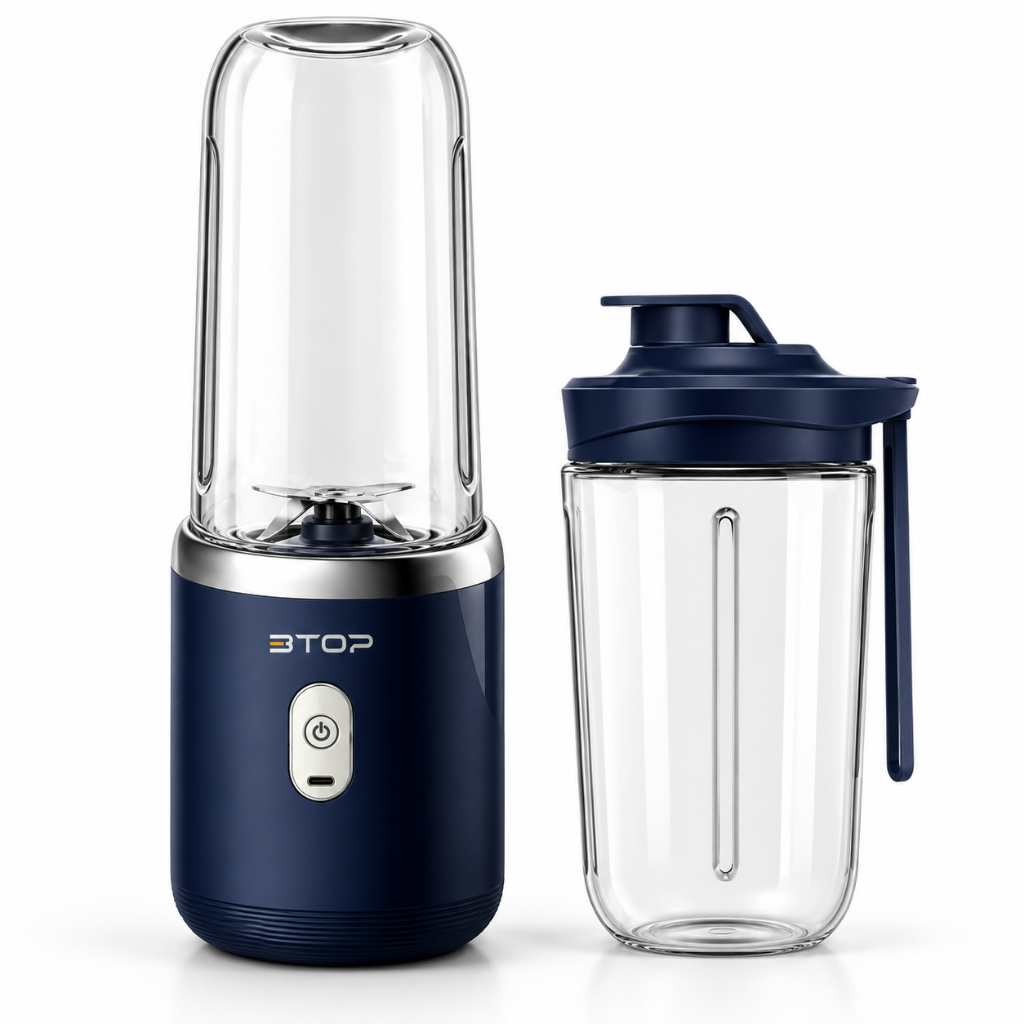 Mini Liquidificador Portátil Recarregável USB 400ml com Tampa para Sucos e Vitaminas em Casa ou Viagem