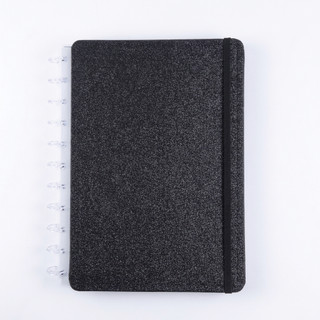 Caderno de Disco M Preto Capa Dura 80 Folhas Médio Preto M Capa Dura Shine Disko Reposicionável Flexível