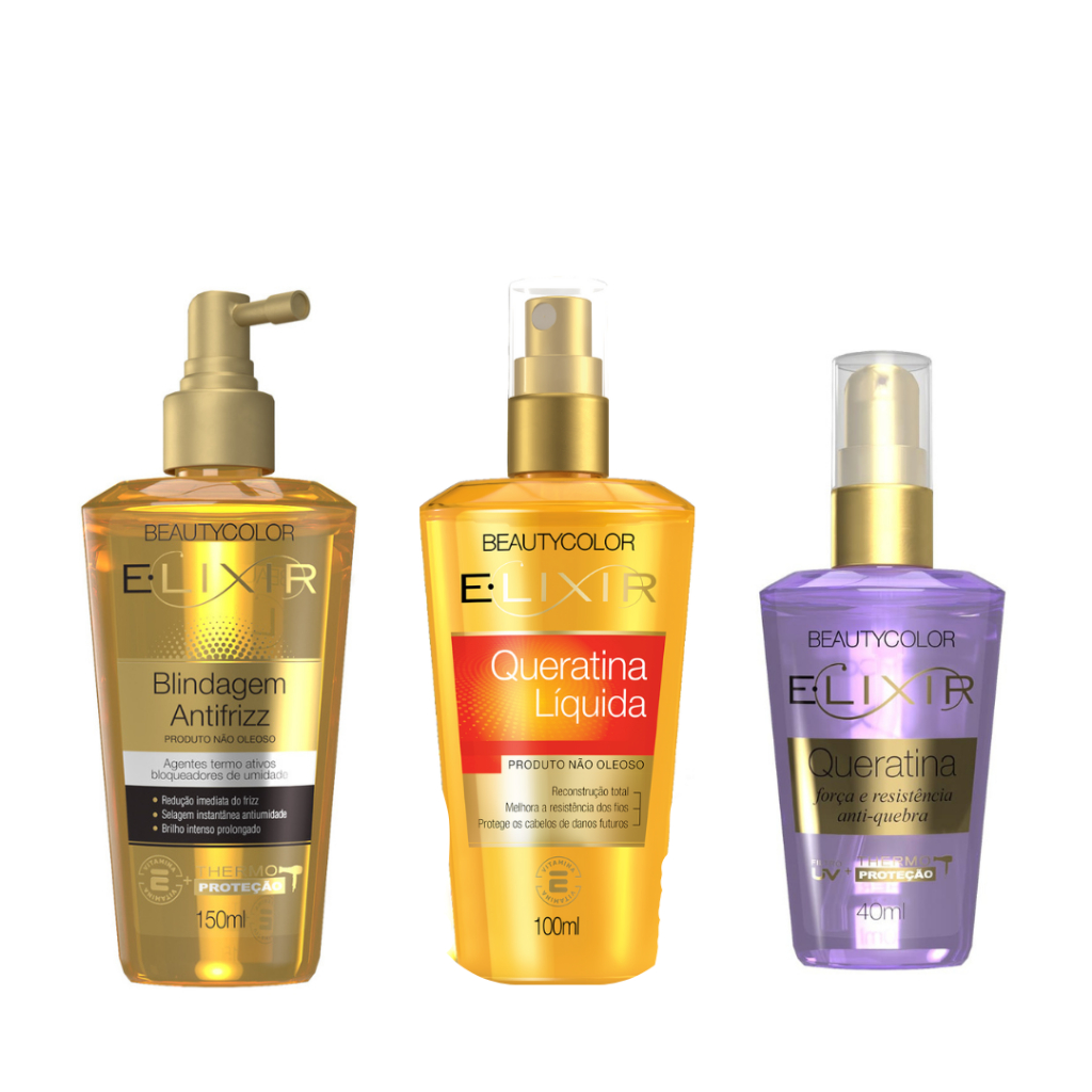Imagem Kit Blindagem Antifrizz + Queratina Líquida + E.lixir Queratina 40ml