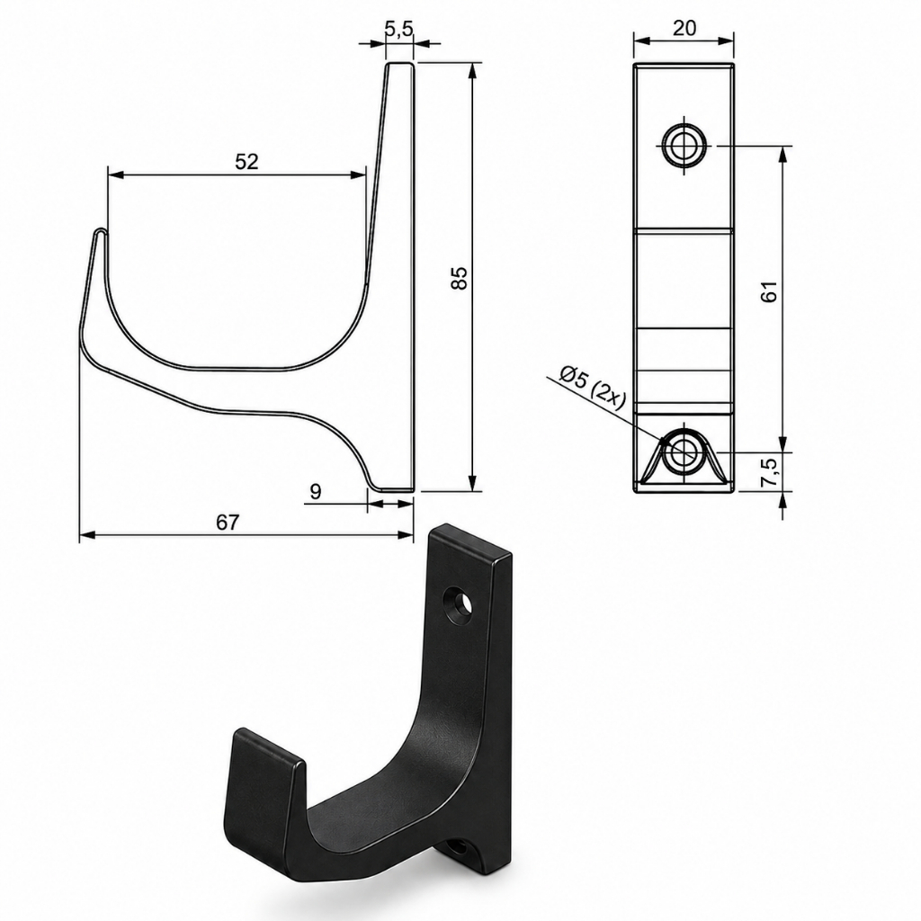 Suporte De Parede Para Espingarda Carabina De Pressão Universal, Gancho, Mochila, Capacete — imagem 2 de 2
