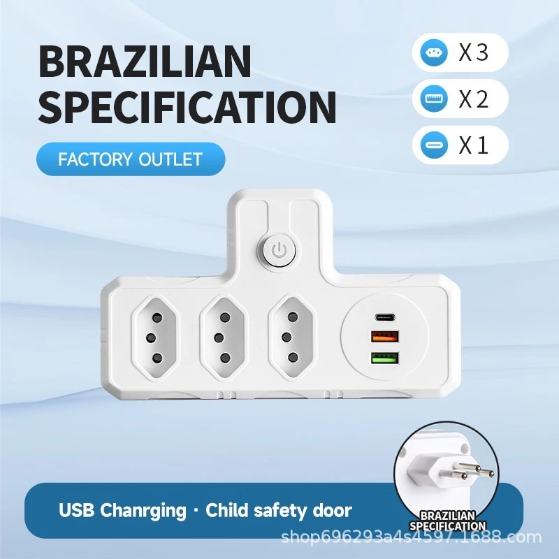 Imagem Conector De Extensão Portátil Universal COM USB E Type-C Transformador Conversor De Tomada--B-8701