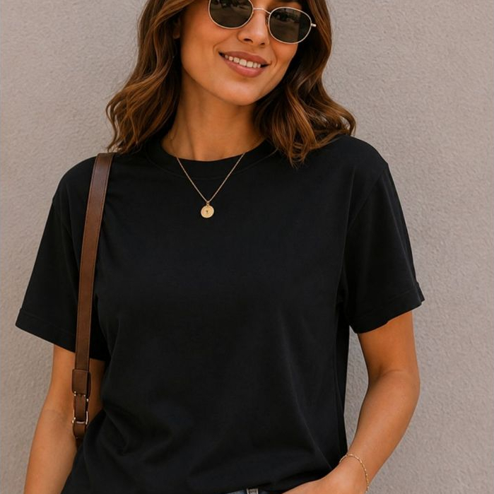 Camiseta Feminina Lisa 100% Algodão Básica Premium Casual Diário Trabalho Academia Moda Estilosa