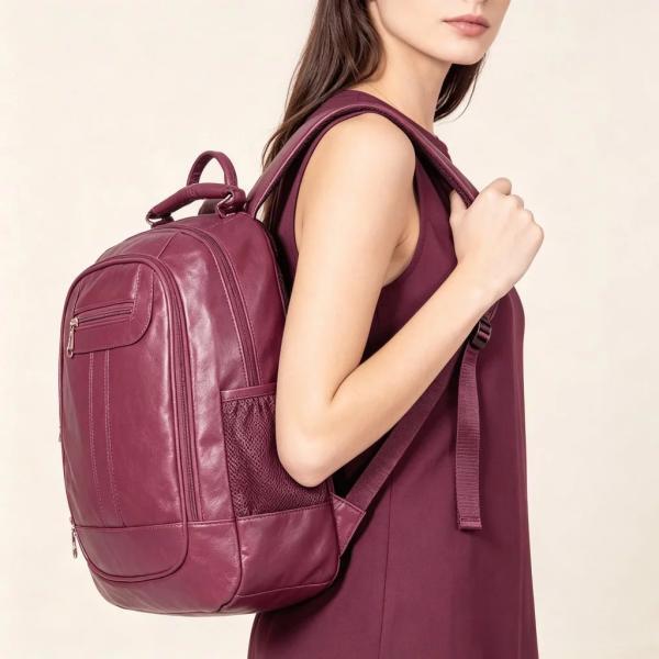 ASAYONG Mochila Bolsa Feminina Escolar Trabalho De Couro Sintético