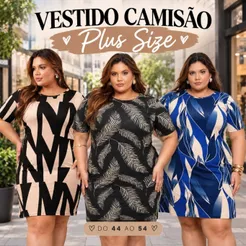 Vestido Plus Size Curto Feminino Camisão Estampado confortável Camisetão Curve Curvy Casual G1 ao G3