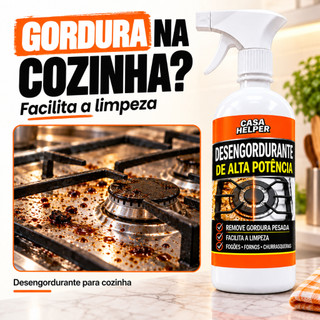 Desengordurante Poderoso Casa Helper! Ideal para fogão, forno e panelas. Remove 99% da gordura pesada da cozinha.