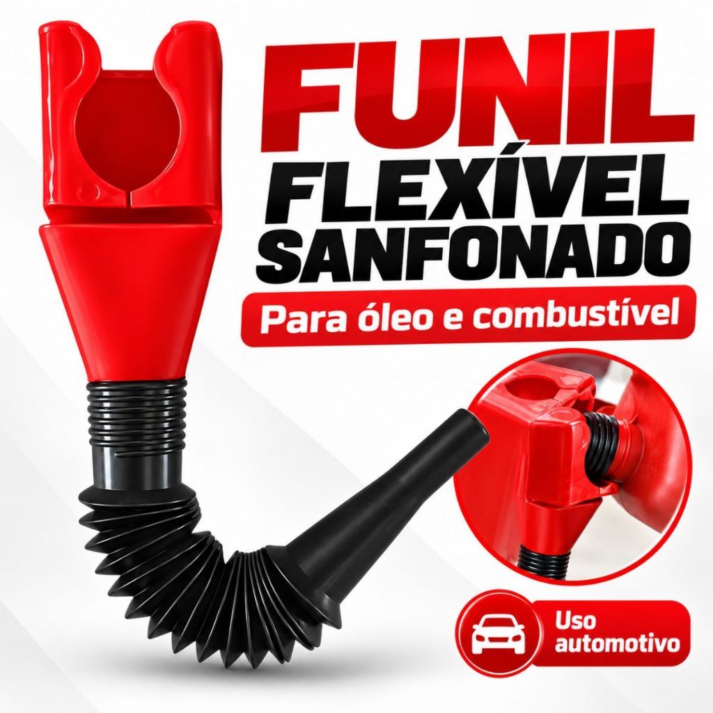 Funil Flexível Sanfonado Para Galão Óleo Combustível Dosador