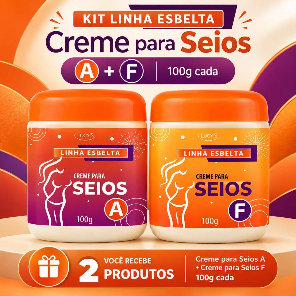 Kit Creme para Seios A e F Lucy's 100g cada Auxilia no Aumento e Firmeza Commipheroline Adipofill Raffermine