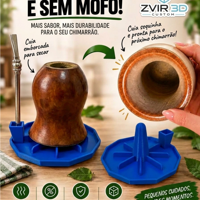 Escorredor Secador De Cuia E Bomba Chimarrão Tereré Suporte Antiderrapante e Are