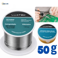 Fio de Solda Estanho 63/37 50g 1mm com Pasta 10g para Reparos e Manutenção Eletrônica Profissional