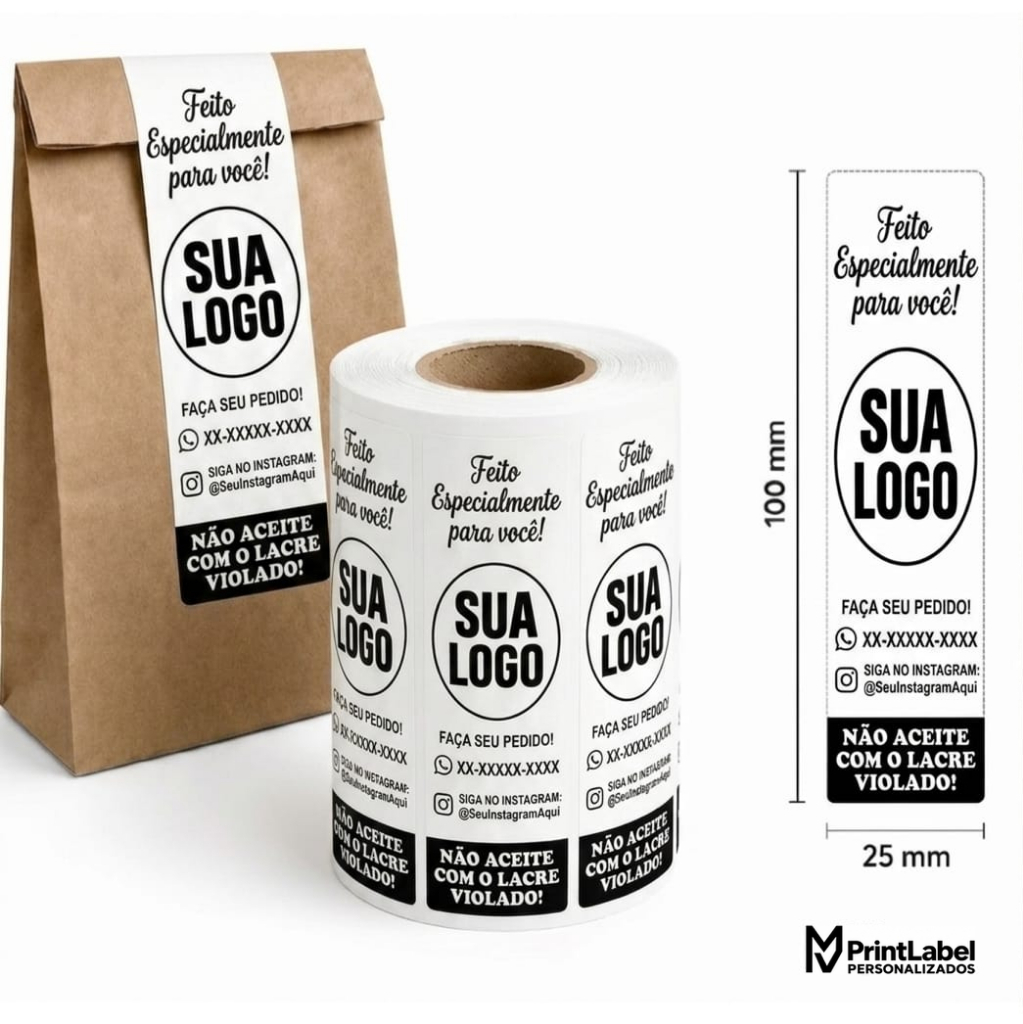 Etiqueta Lacre de Segurança Personalizada com Sua Logo para Delivery