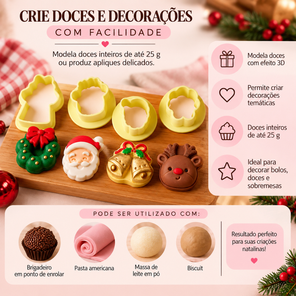 Moldes Ejetor Max Natal dos Sonhos BlueStar Modelador de Doces Brigadeiros Massas Papai Noel — imagem 2 de 2