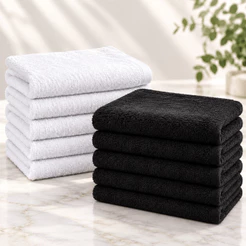 5 Toalhas Salão 45x75 Atoalhada Absorvente Felpudo Banheiro Branca Preta