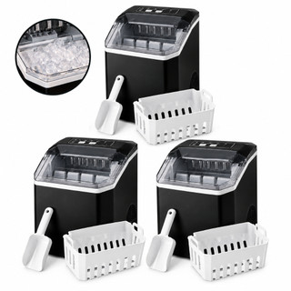 Kit 3 Máquinas de Gelo 12kg Gelo Rápido Premium Turbo Ice Cubos Bar Drinks Bebidas Festas Buffet