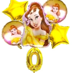 kit c/ 6/5 balões metalizado bella princesa da Disney ,número mede 40 cm