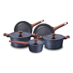 Jogo de Panelas Titanium 5 Peças Alumínio Injetado 5mm Cerâmico Marmorizado Cinza Indução MTA