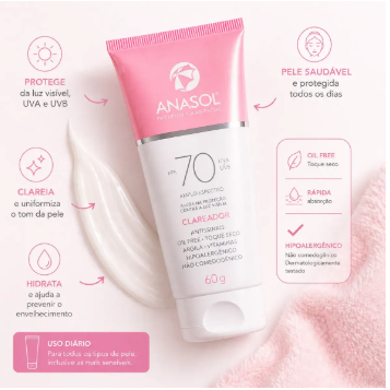 Kit 2 em 1 Pele Perfeita Anasol CC Cream Clareador FPS 50 + Protetor Facial Clareador FPS 70 60g — imagem 2 de 2