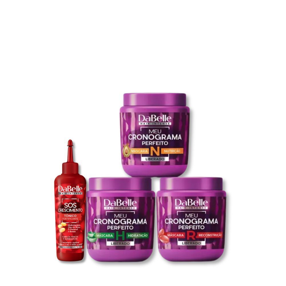 Kit 3 Máscaras Meu Cronograma Perfeito e Tônico Capilar - Dabelle Hair
