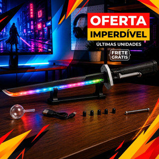 Espada Sabre de Luz Retrátil 80cm com Luz Som e Movimento - Preta