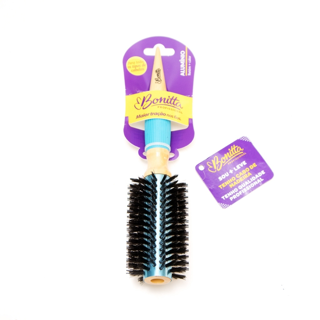 Escova Térmica Profissional Bonitta 55mm Madeira Azul Para Secar Modelar Alisar e Dar Volume — imagem 2 de 2